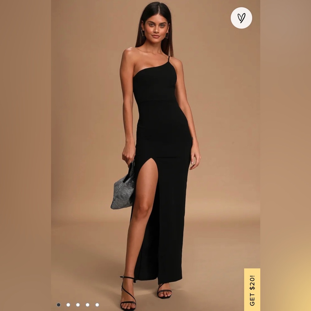 Lulus Keeper of my Heart Black One-Shoulder Maxi Dress
